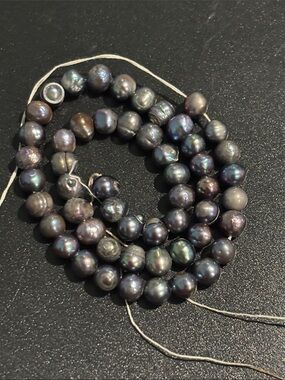 10” Black Iridescent Pearl Strand - Women Jewelry loose gemstones fine jewelry